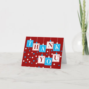 BABY Blokken Blauw Rood Wit Hartelijk dank Bedankkaart