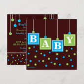 BABY Blokken Blauwe Groene Jongen Paar Baby shower Kaart (Voorkant / Achterkant)