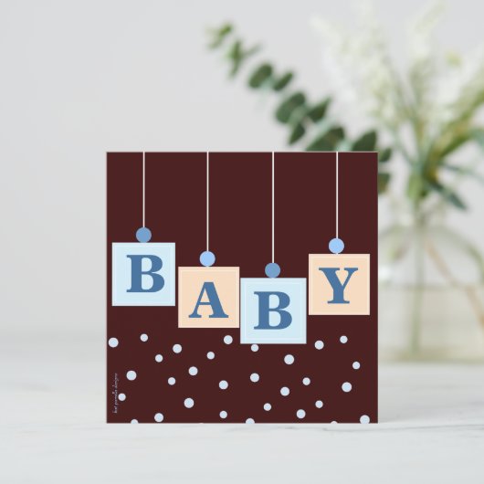 BABY Blokken Blue Boy Baby shower Kaart (Staand voorkant)