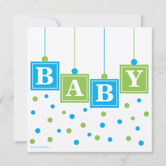 BABY Blokken Blue Green Boy Baby shower - CUSTOM Kaart (Voorkant)