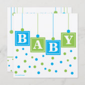 BABY Blokken Blue Green Boy Baby shower - CUSTOM Kaart (Voorkant / Achterkant)