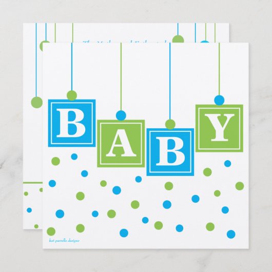 BABY Blokken Blue Green Boy Baby shower - CUSTOM Kaart (Voorkant / Achterkant)