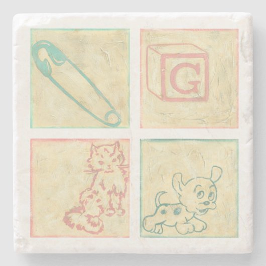 Baby Blokken door Chariklia Zarris Stenen Onderzetter (Voorkant)