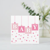 BABY Blokken in roze Baby shower Kaart (Staand voorkant)