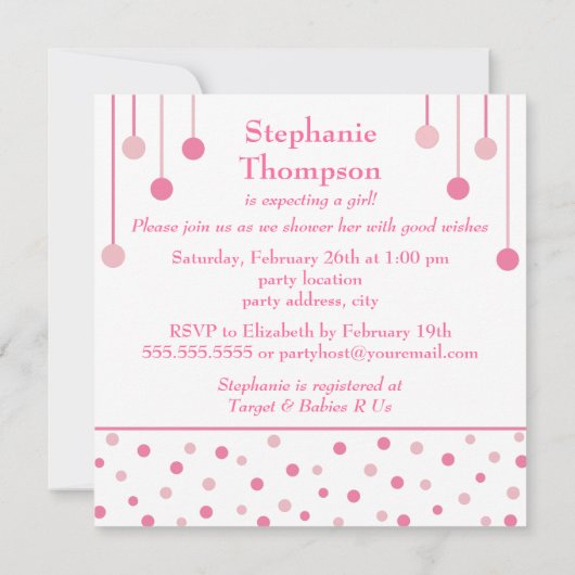 BABY Blokken in roze Baby shower Kaart (Achterkant)