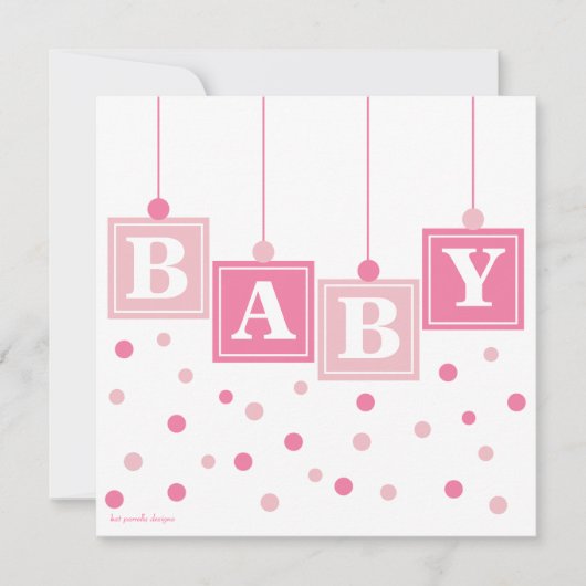 BABY Blokken in roze Baby shower Kaart (Voorkant)