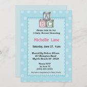 Baby Blokken Jongensdouche Uitnodiging (Voorkant / Achterkant)