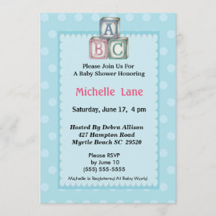 Baby Blokken Jongensdouche Uitnodiging