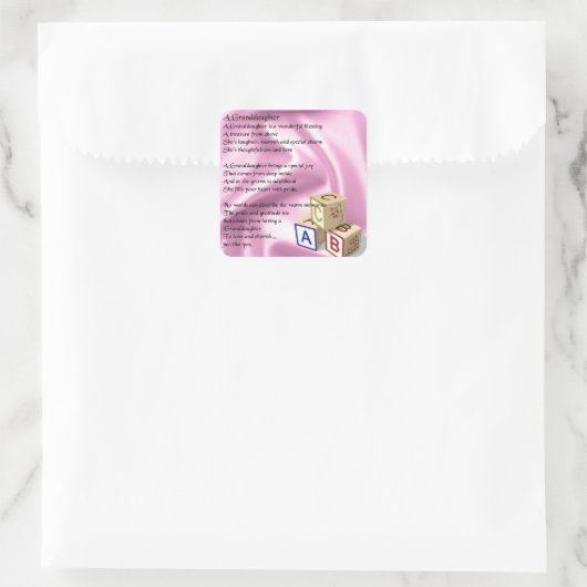 Baby Blokken kleindochter gedicht Vierkante Sticker (Tas)
