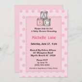 Baby Blokken Meisje Douche Uitnodiging (Voorkant / Achterkant)