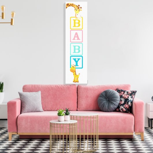 Baby Blokken met stutbare Giraffes Canvas Afdruk (Insitu (Woonkamer))