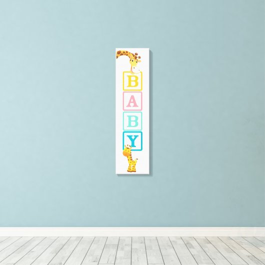 Baby Blokken met stutbare Giraffes Canvas Afdruk (Insitu (Houten vloer))