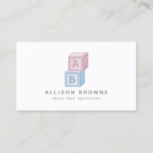 Baby Blokken Monogram Kinderopvang, Babysitterkaar Visitekaartje