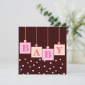 BABY Blokken Roze Baby shower Kaart (Staand voorkant)