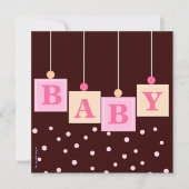 BABY Blokken Roze Baby shower Kaart (Voorkant)