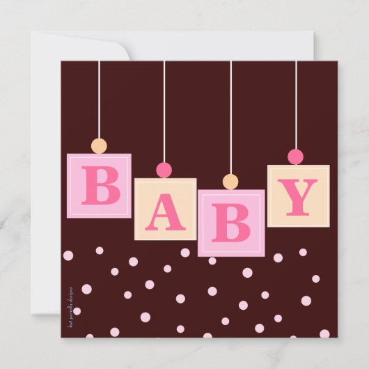 BABY Blokken Roze Baby shower Kaart (Voorkant)