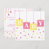 BABY Blokken Roze Geel Baby shower Kaart (Voorkant / Achterkant)