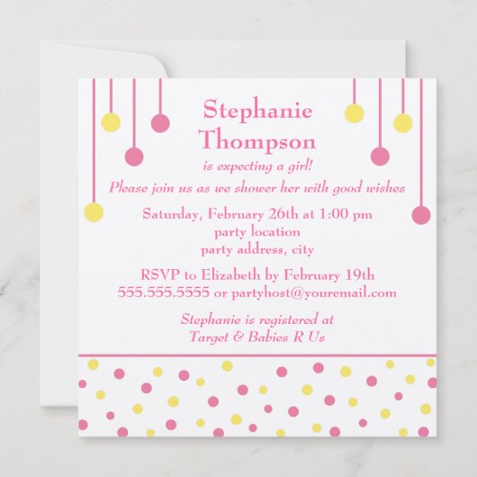 BABY Blokken Roze Geel Baby shower Kaart (Achterkant)