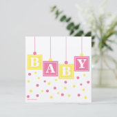 BABY Blokken Roze Gele Gele Couples Baby shower Kaart (Staand voorkant)