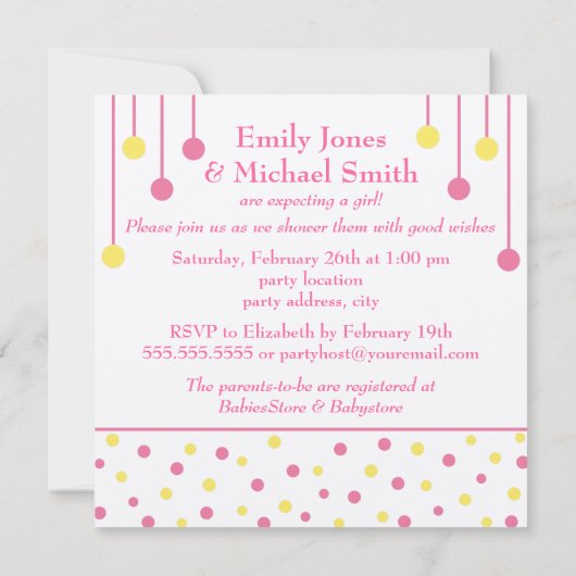 BABY Blokken Roze Gele Gele Couples Baby shower Kaart (Achterkant)