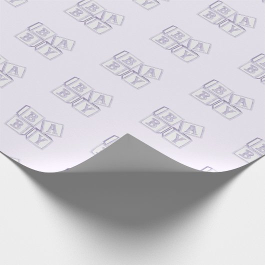 Baby Blokken Typografie Paarse Waterverf Shower Cadeaupapier (Hoek)