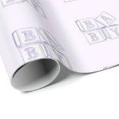 Baby Blokken Typografie Paarse Waterverf Shower Cadeaupapier (Rol Hoek)