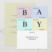 Baby Blokken Uitnodiging Baby shower (Voorkant / Achterkant)