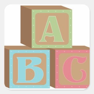 Baby Blokken Vierkante Sticker