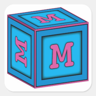Baby blokstickers - letter "M" Vierkante Sticker