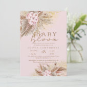 Baby Bloom Blush Roze Boho Bloemen Meisje Douche Kaart (Staand voorkant)