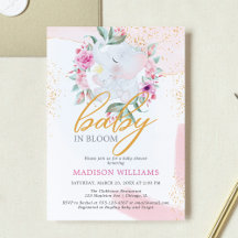 Baby Bloom Elephant Elegant girl baby shower
