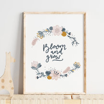 Baby Bloom en Grow Blue Poster | Wandafdrukken