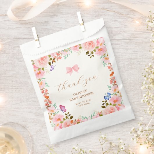 Baby Bloom Floral Butterfly Baby shower Dank u Bedankzakje (Geknipt)