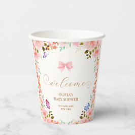 Baby Bloom Floral Butterfly Baby shower Welkom Papieren Bekers