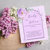 Baby Bloom paarse vlinder Baby shower uitnodiging