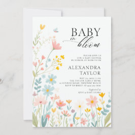 Baby Bloom Pastel Wildflower Boho Baby Girl Shower Kaart