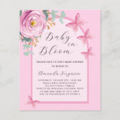 Baby Bloom roze vlinder Baby shower uitnodiging (Voorkant)