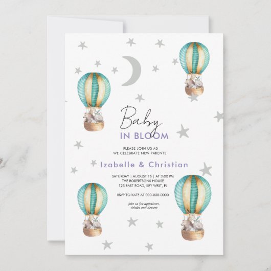 Baby Bloom Schattigee rustieke dierenuitnodiging Kaart (Voorkant)