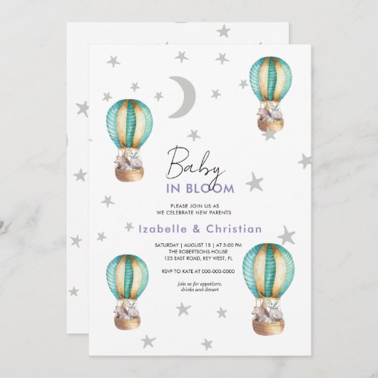 Baby Bloom Schattigee rustieke dierenuitnodiging Kaart (Voorkant / Achterkant)