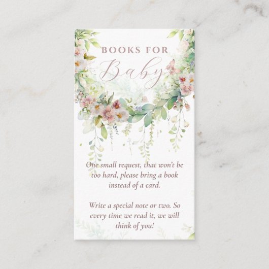 Baby Bloom Spring Pink Floral Baby shower boeken Informatiekaartje (Voorkant)