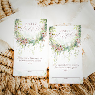 Baby Bloom Spring Pink Floral Baby shower Luier Informatiekaartje