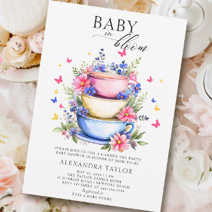 Baby Bloom Tea Party Wildbloemen Baby Girl Shower Kaart