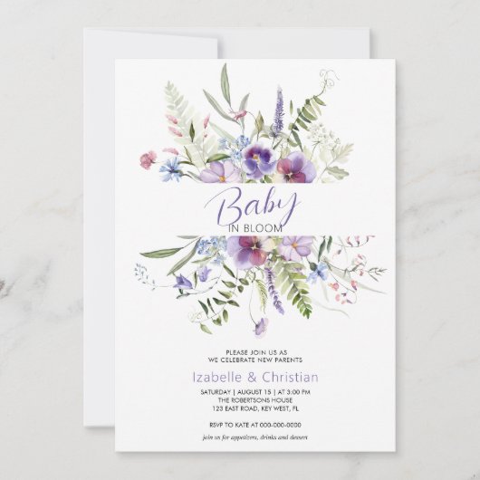 Baby Bloom Wilde Bloemen Botanisch Rustiek Kaart (Voorkant)