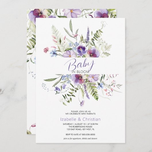 Baby Bloom Wilde Bloemen Botanisch Rustiek Kaart (Voorkant / Achterkant)