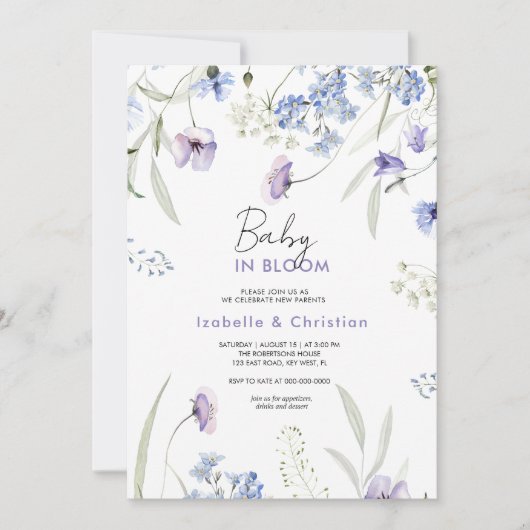 Baby Bloom Wilde Bloemen Rustiek  Kaart (Voorkant)