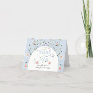 Baby Bloom Wildflower Blauw Baby shower Bedankkaart