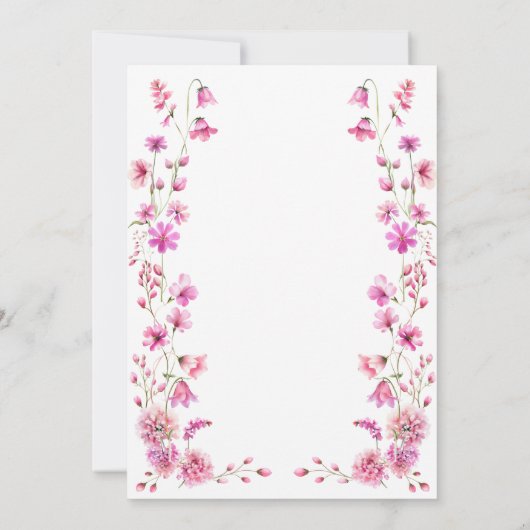 Baby Bloom Wildflower Garden Bold Pink Girl Shower Kaart (Achterkant)