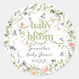 Baby Bloom Wildflower Modern Neutraal Baby shower Ronde Sticker