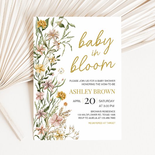 Baby Bloom Wildflower Spring Baby shower Kaart