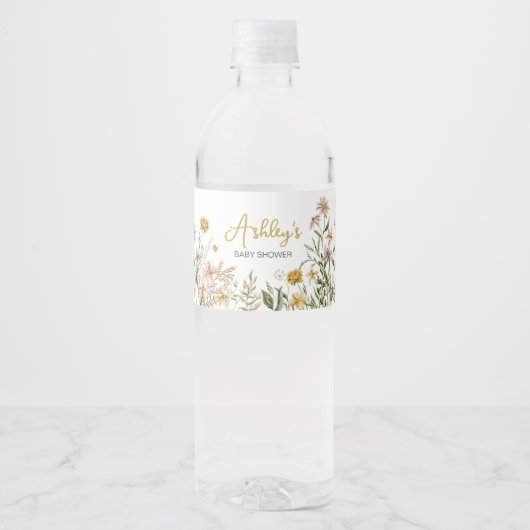 Baby Bloom Wildflower Spring Waterfles Etiket (Voorkant)